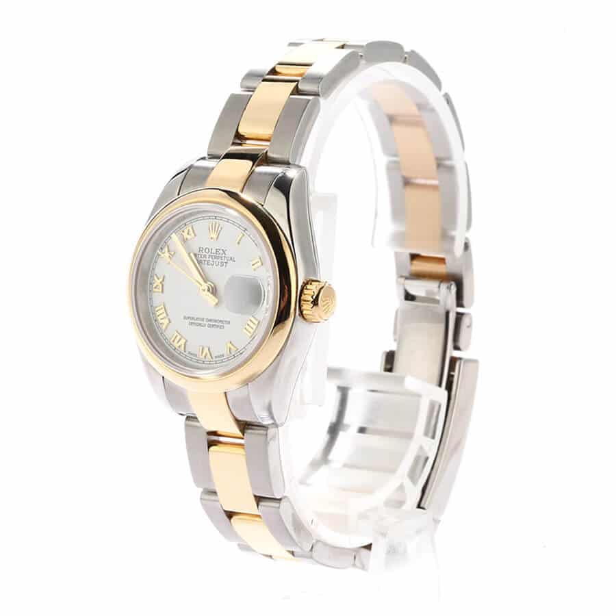 Silver Dial Fluted Bezel Yellow Gold 28mm Lady