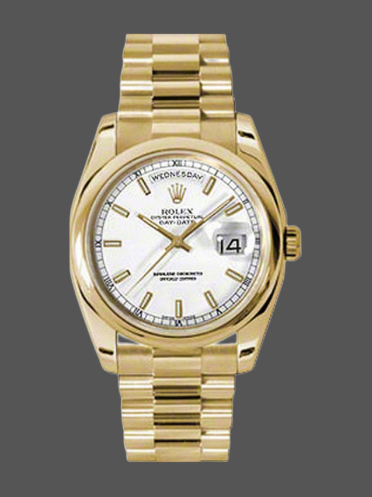 White Dial Yellow Gold Date 36mm Unisex