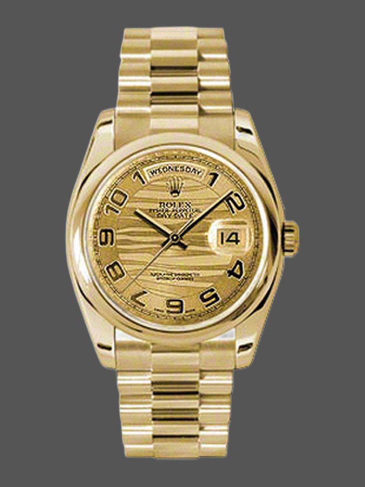 Arabic Numeral Wave Champagne Dial Date