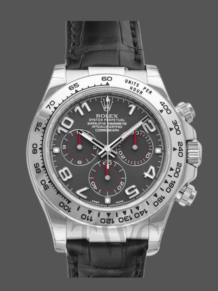 Grey Dial Black Leather Strap Chronograph 40mm Mens