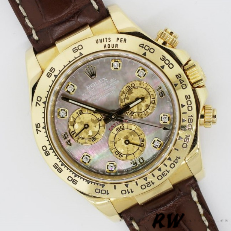 Dark Mother of Pearl Diamonds Dial Yellow Gold Chronograph 40mm Mens