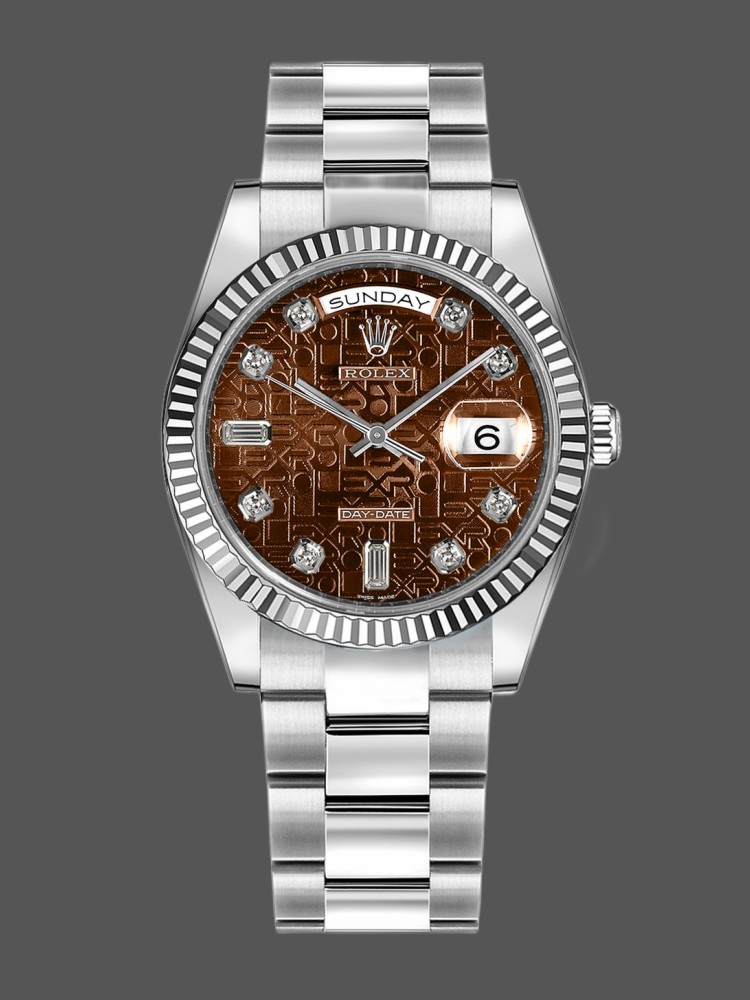 White Gold Jubilee Chocolate Brown Dial Date