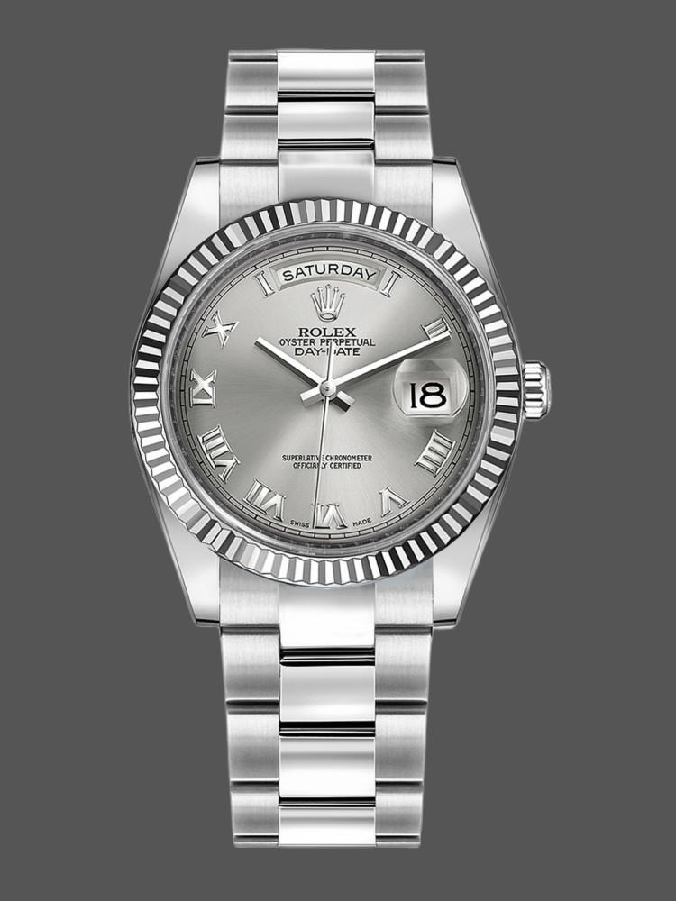 Rhodium Roman Dial Date