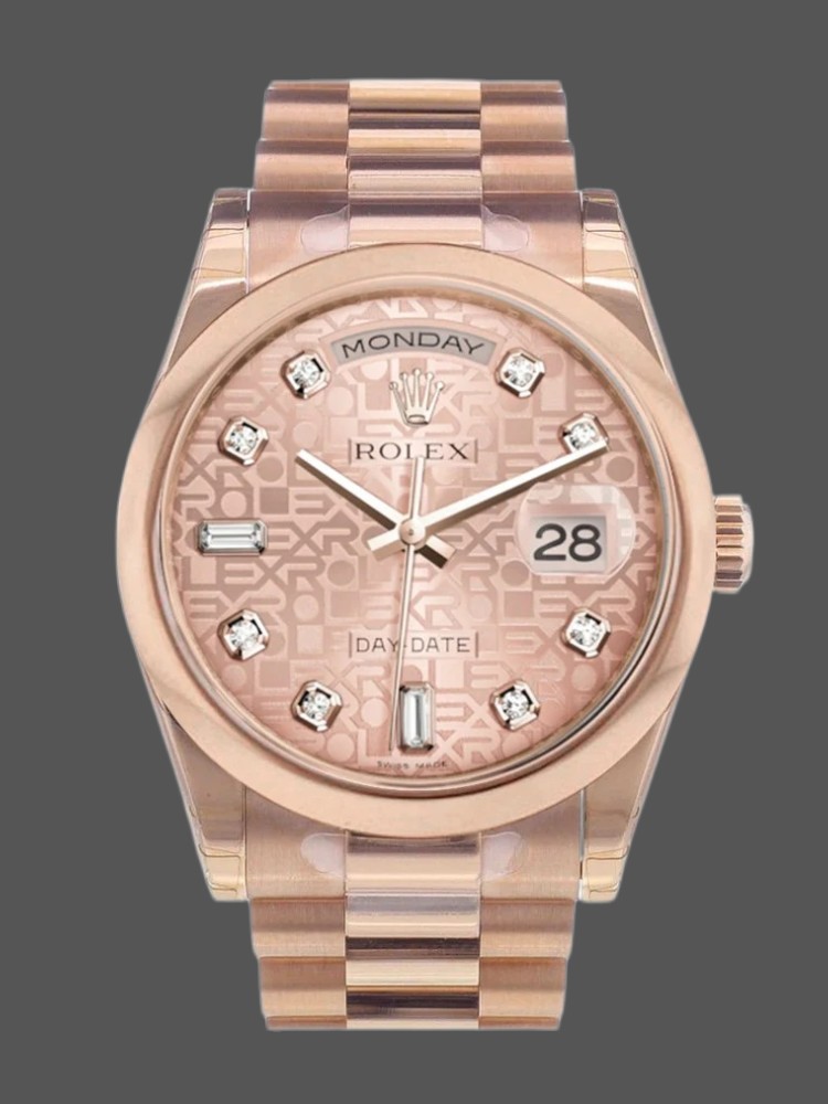 Pink Dial Rose Gold Link Bracelet 36mm Unisex