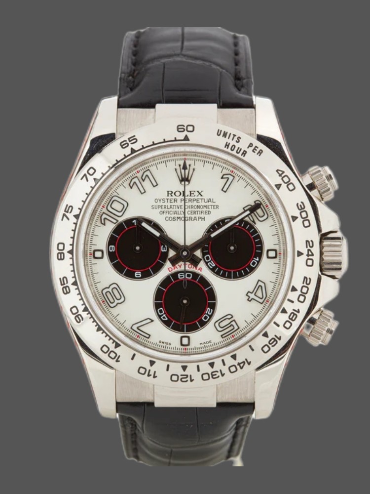 Panda Dial Black Leather Strap Chronograph 40mm Mens
