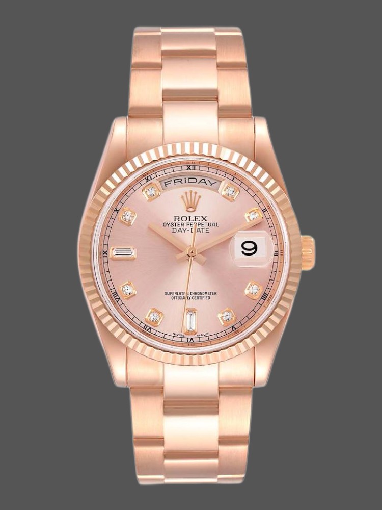Everose Gold Pink Diamond Dial Date