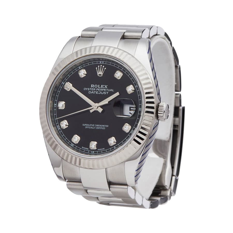 Black Diamond Dial Stainless Steel 41mm Men