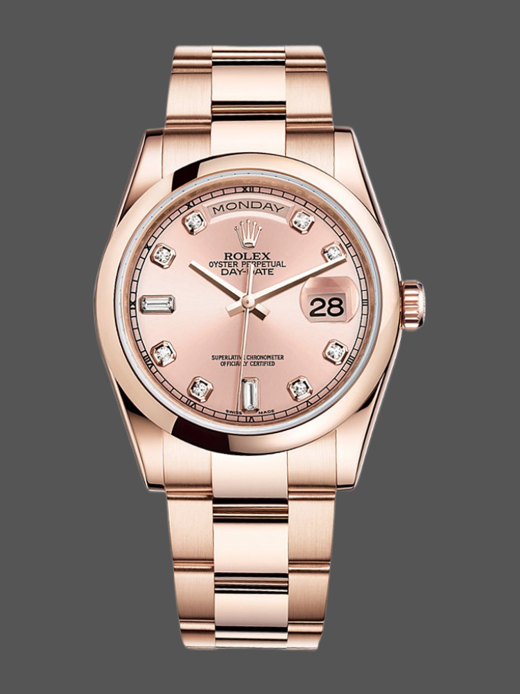 Pink Diamond Dial Rose Gold Date 36mm Unisex