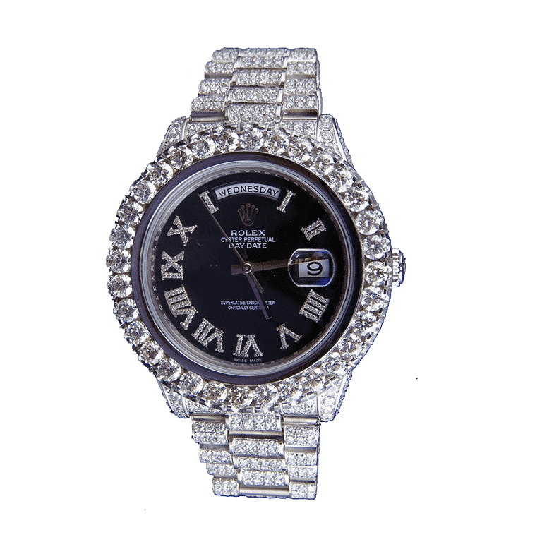 Full Diamond Dial White Gold 40mm Men