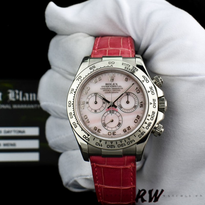 Rose Mother of Pearl Arabic Pink Strap Chronograph 40mm Mens