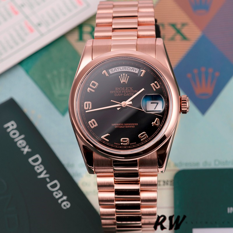 Black Arabic Dial Rose Gold Date 36mm Unisex