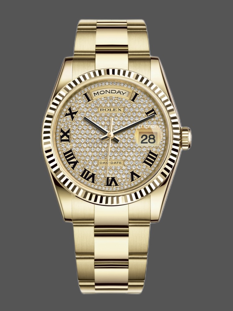 Yellow Gold Pave Diamond Dial Date