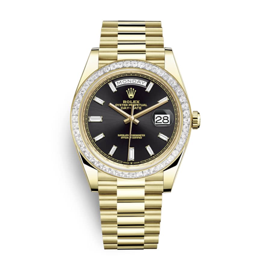 Black Dial Diamond Bezel Yellow Gold 40mm Men