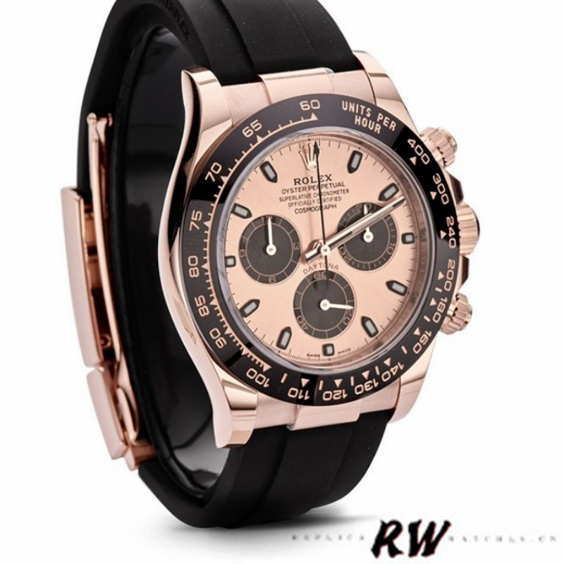 Black Pink Dial Racing Chronograph 40mm Mens