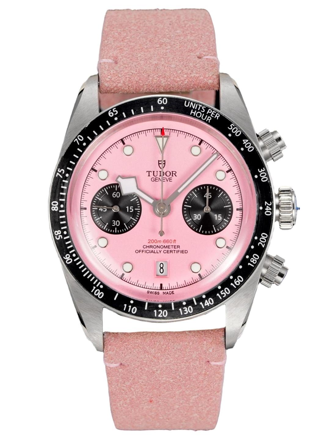 Pink Dial Racing Chronograph Watch – Accessible Luxury Edition