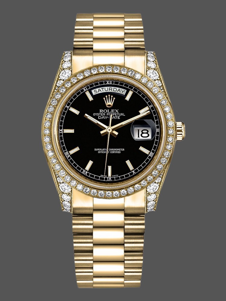 Black Index Dial Yellow Gold Date
