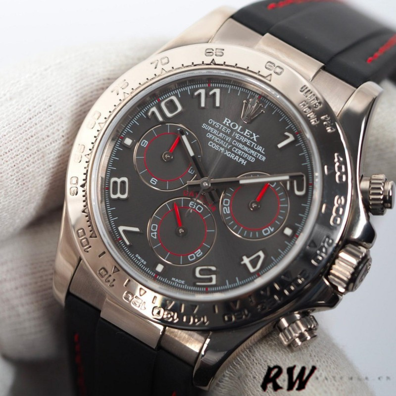 Grey Dial Black Rubber Strap Chronograph 40mm Mens