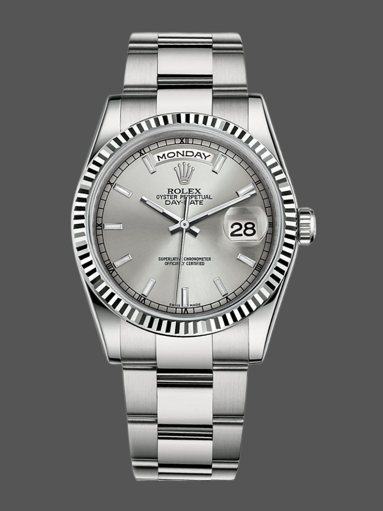 White Gold Silver Dial Date