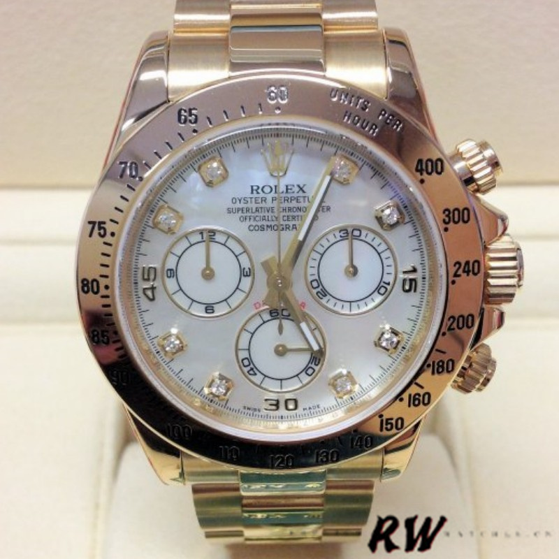 Mother of Pearl Diamond Dial Yellow Gold Chronograph 40mm Mens