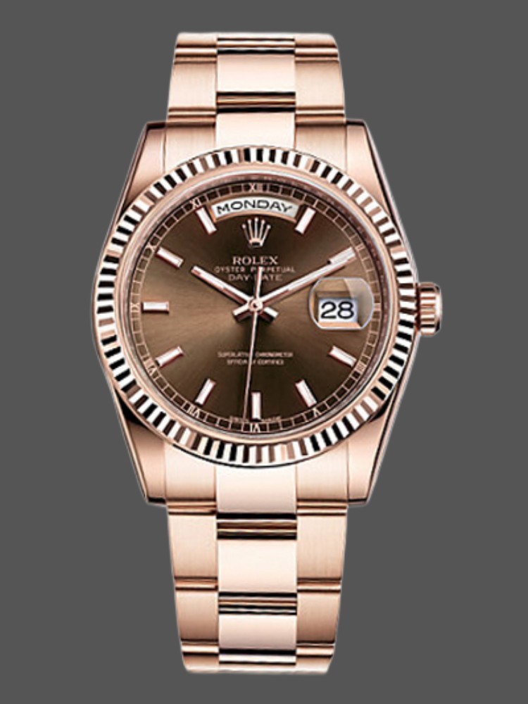 Fluted Bezel Chocolate Dial Date