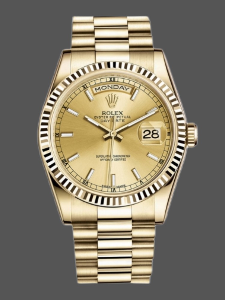 Fluted Bezel Champagne Dial Date