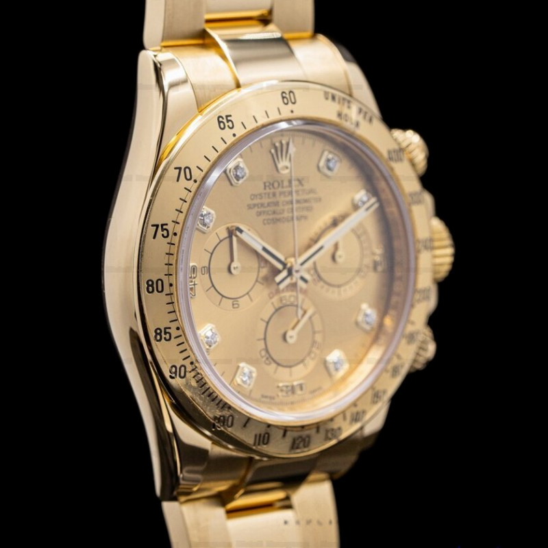 Champagne Diamond Dial Yellow Gold Chronograph 40mm Mens