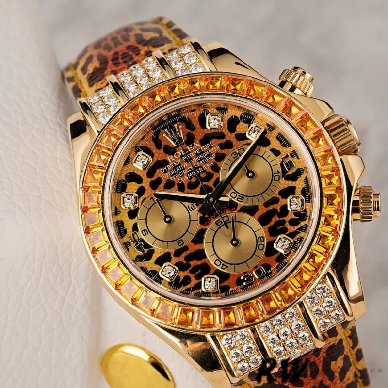 Orange Leopard Dial Yellow Gold 40mm Men