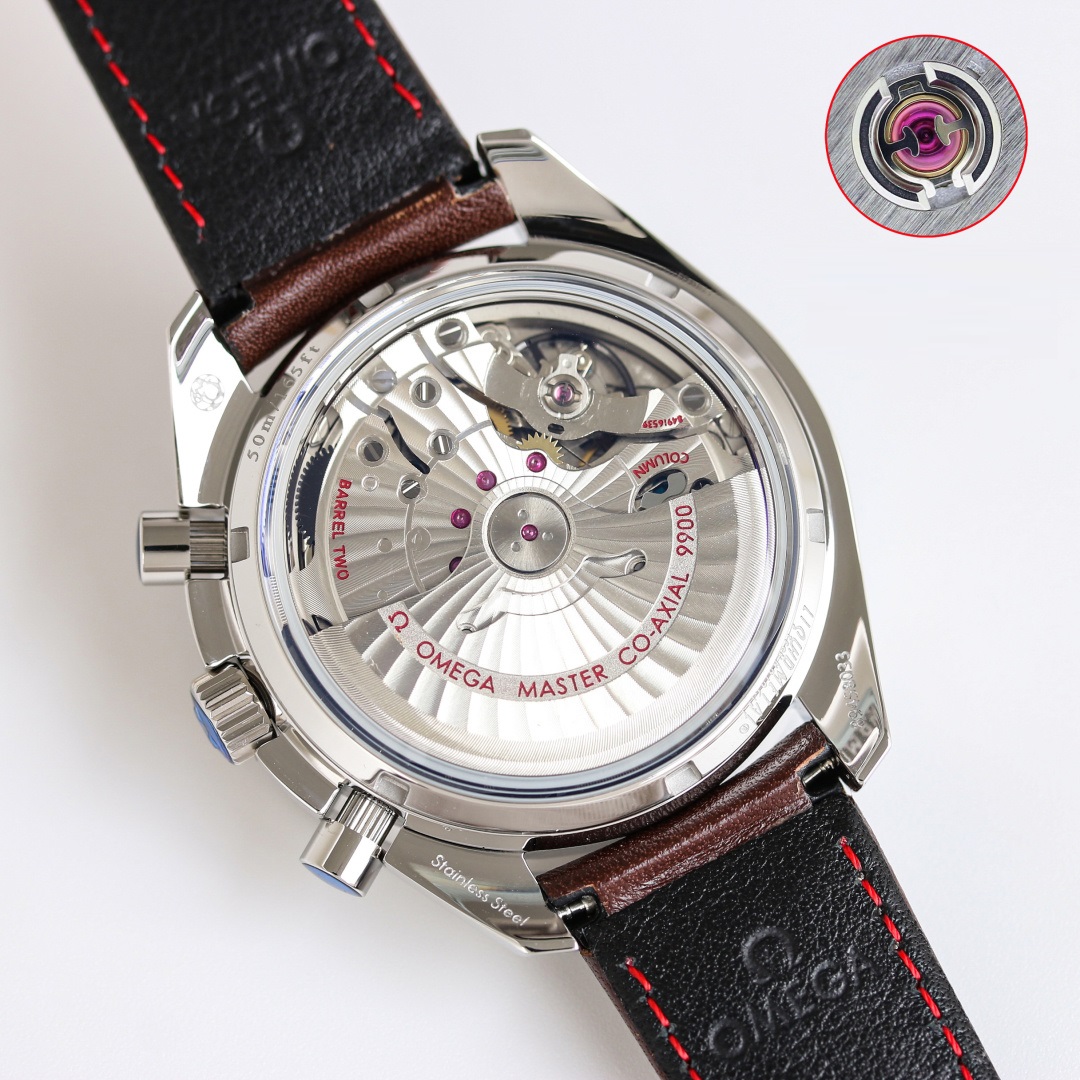 Grey Metallic Chronograph | Brown Leather Strap & Orange Accents