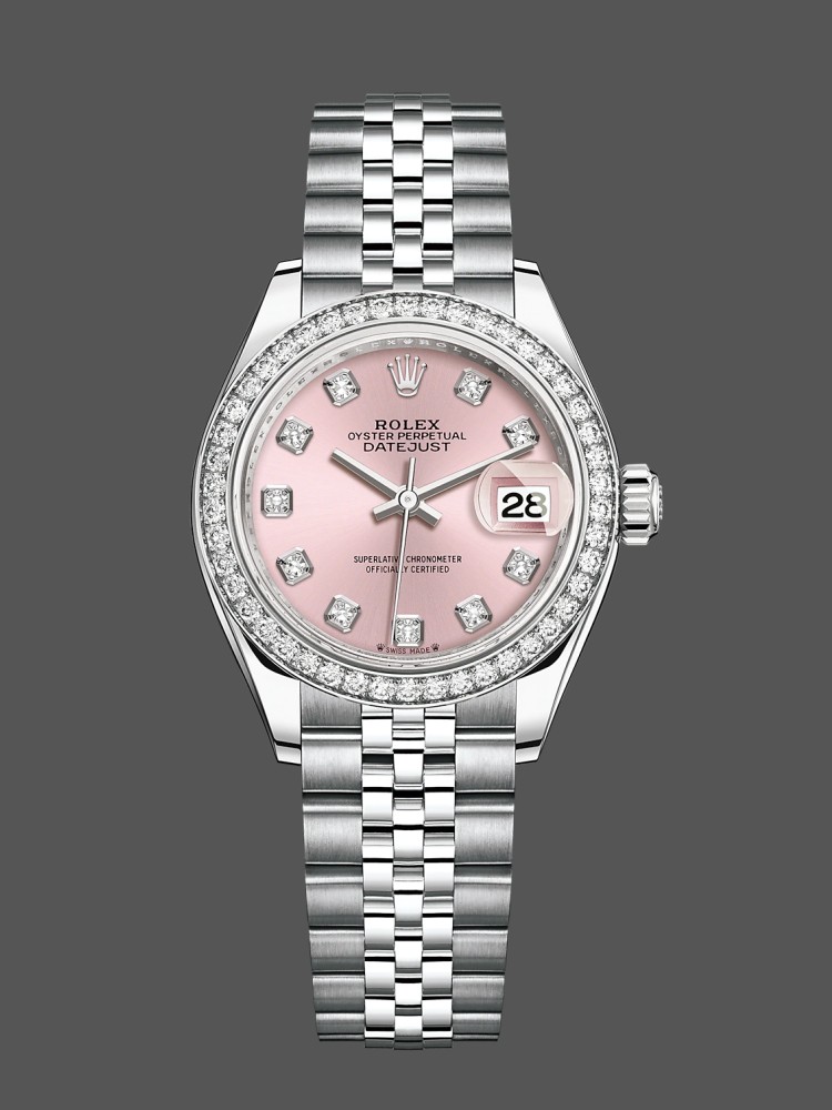 Steel White Gold Pink Dial Date