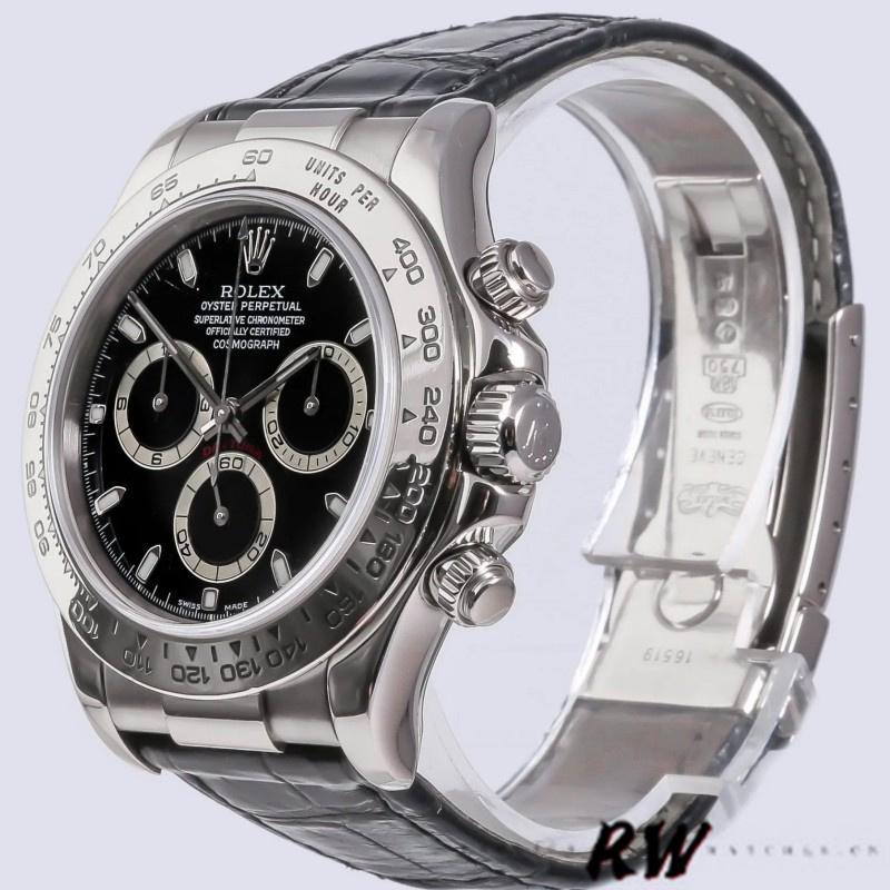 Black Dial White Gold Chronograph 40mm Mens