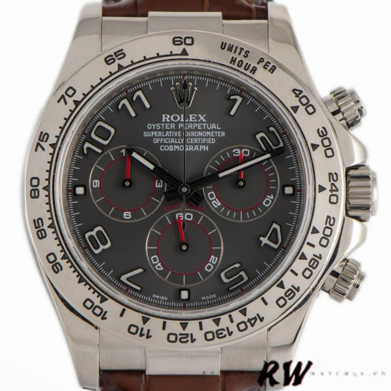 Grey Dial White Gold Chronograph 40mm Mens