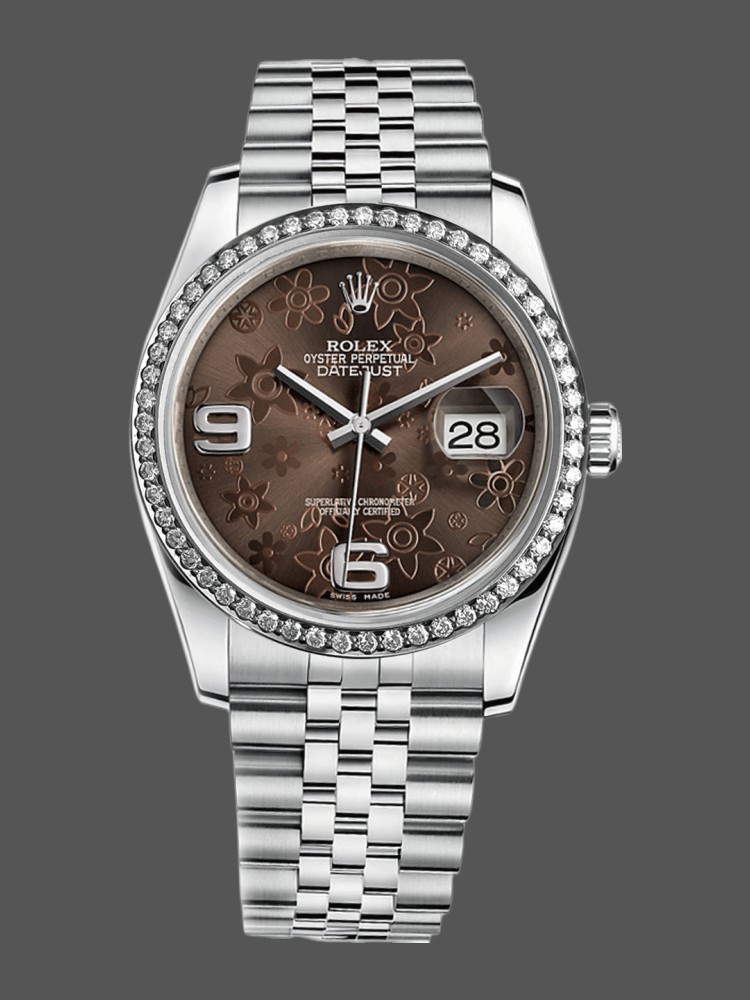Chocolate Floral Date Display 36mm Unisex