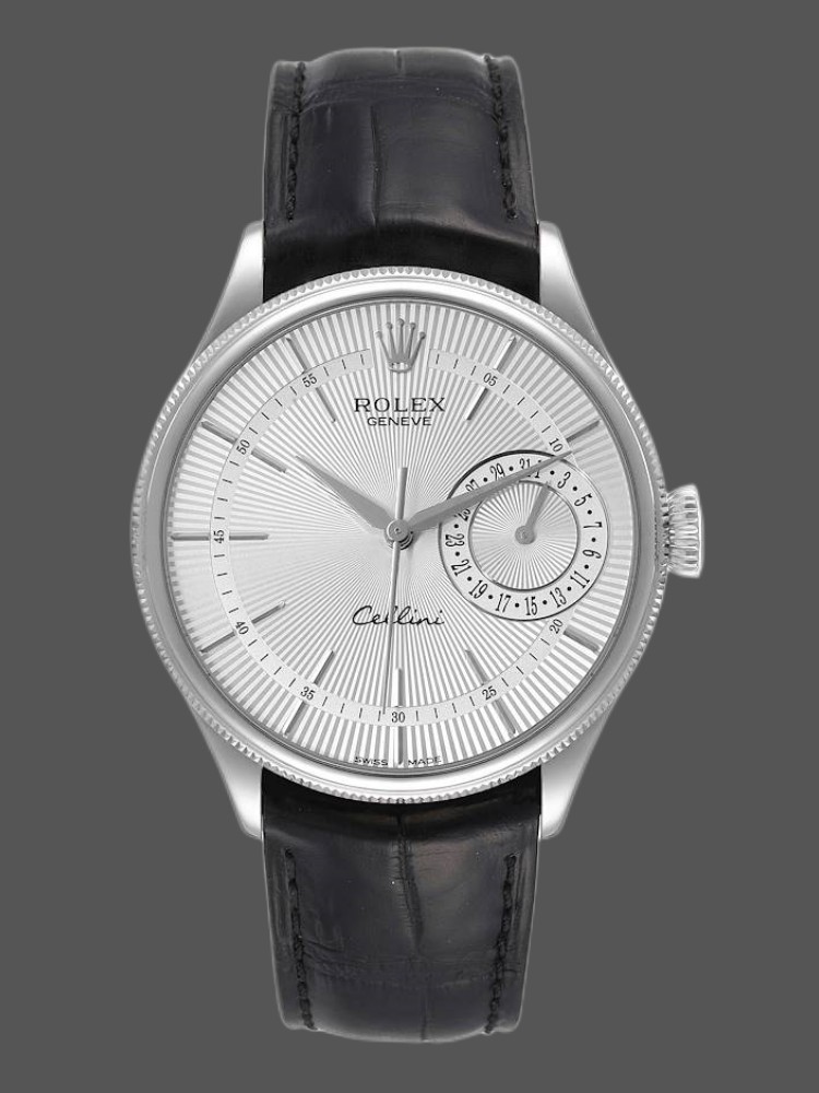 Silver Dial Black Leather Strap