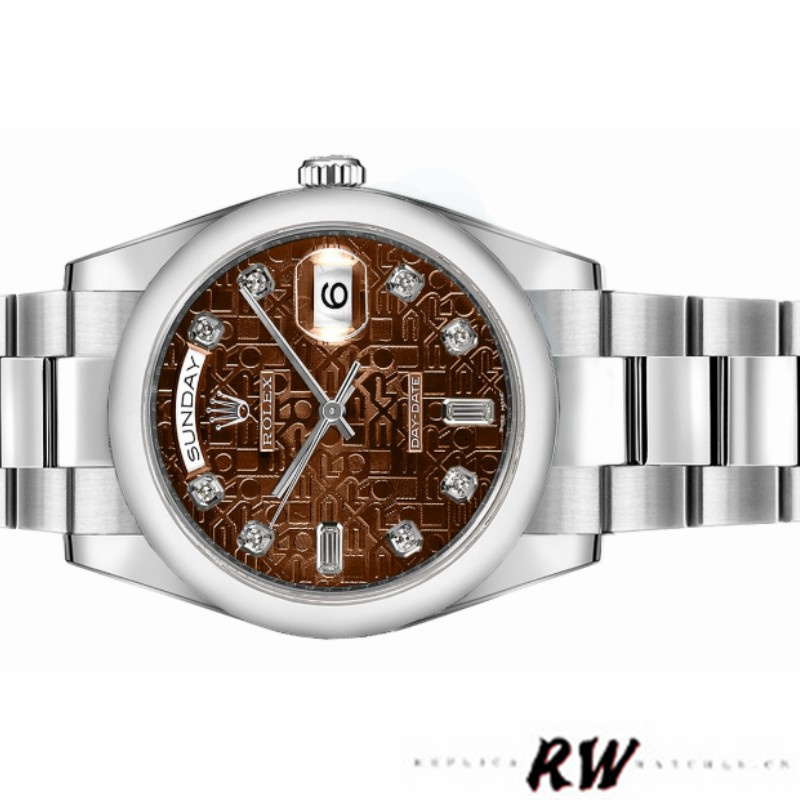 Chocolate Brown Diamond Dial White Gold Date 36mm Unisex