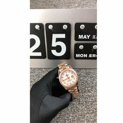 Pink Dial Everose Gold 28mm Lady