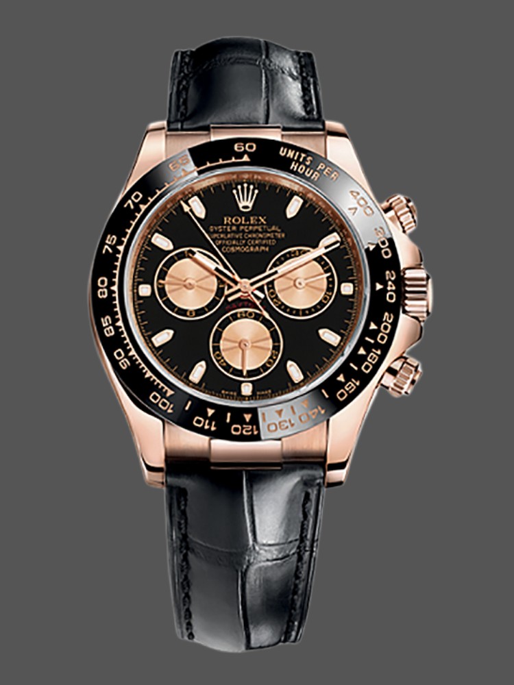 Black Dial Leather Strap Racing Chronograph 40mm Mens