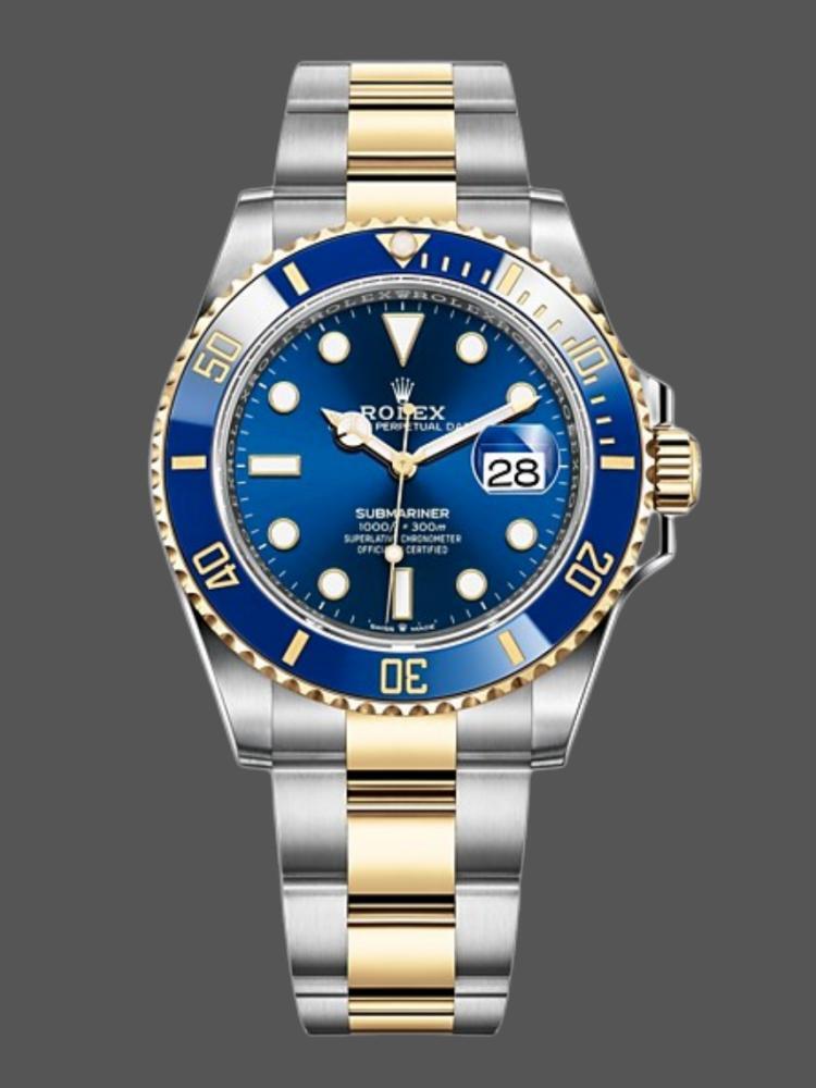 Blue Dial Two Tone Diver 40mm Mens