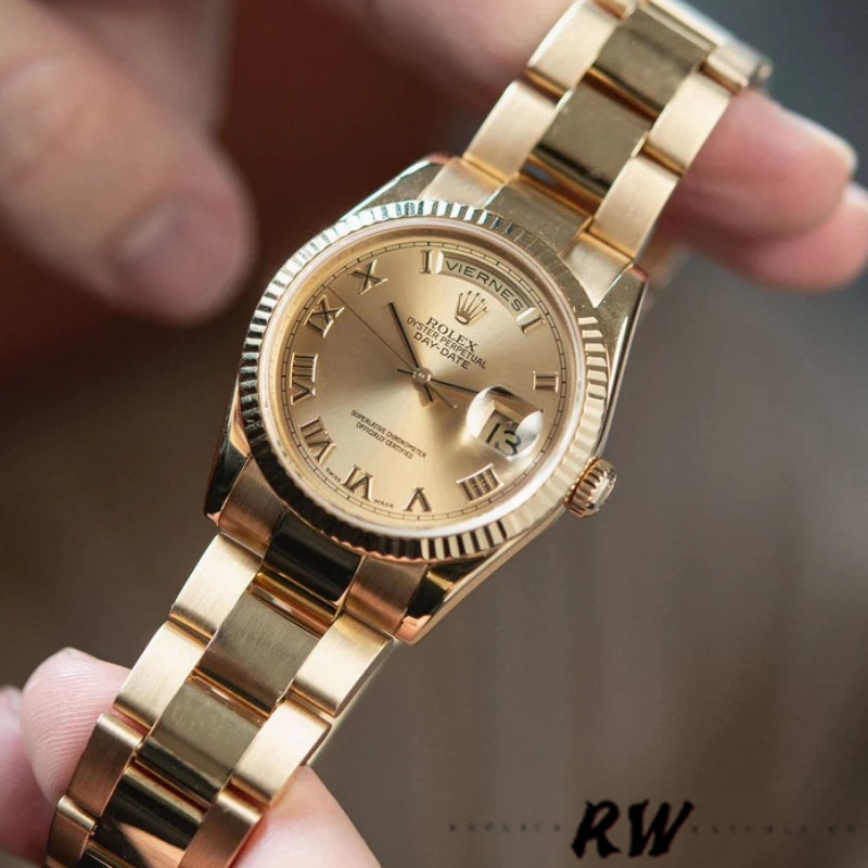 Champagne Dial Yellow Gold Date