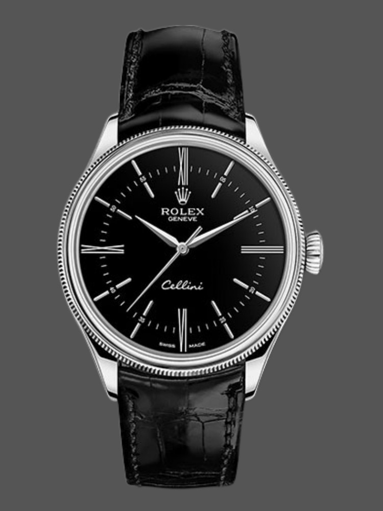 Black Dial Black Leather Strap