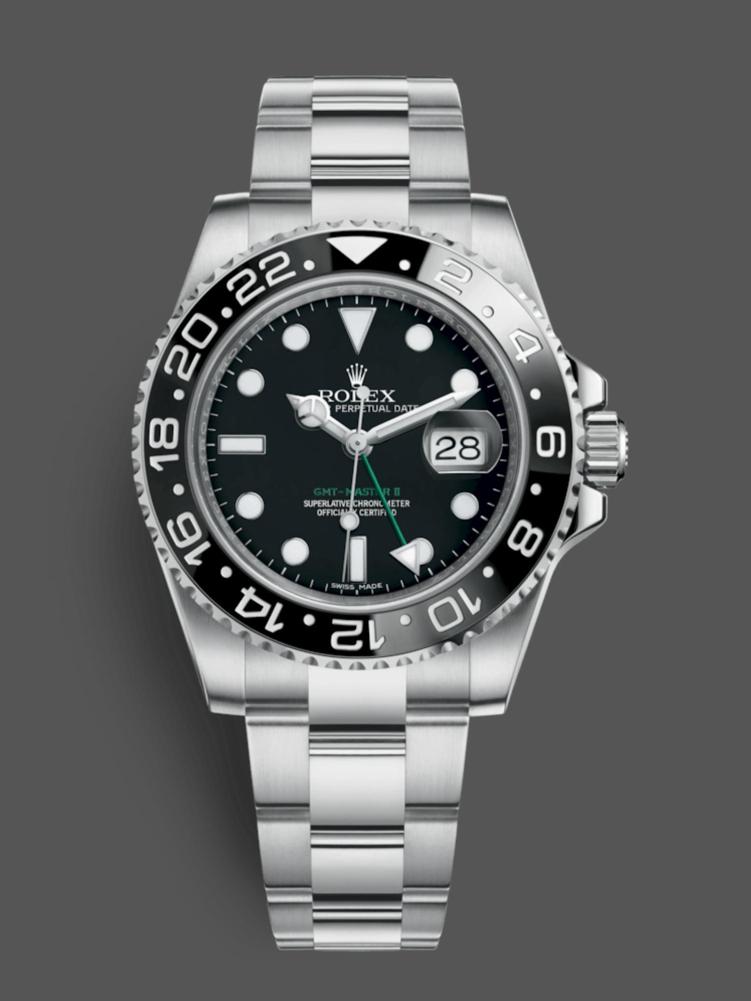 Black Dial Stainless Steel Dual Time 40mm Mens