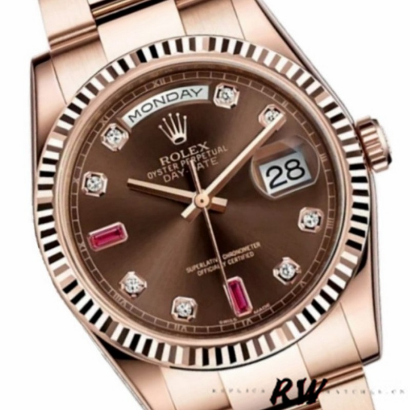 Rose Gold Chocolate Diamond Dial Date