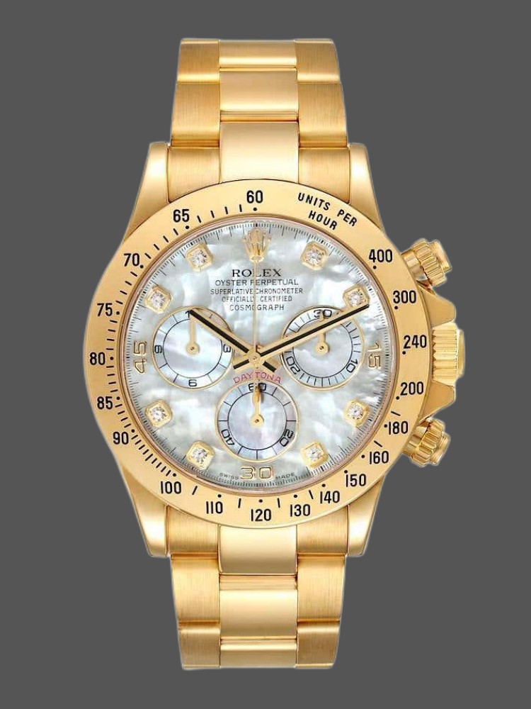 Yellow Gold MOP Diamond Chronograph 40mm Mens