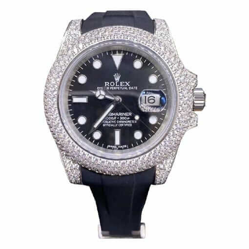 Black Dial Diamond Bezel Platinum 41mm Men