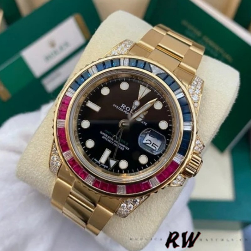 Black Dial Diamonds Oyster Bracelet GMT