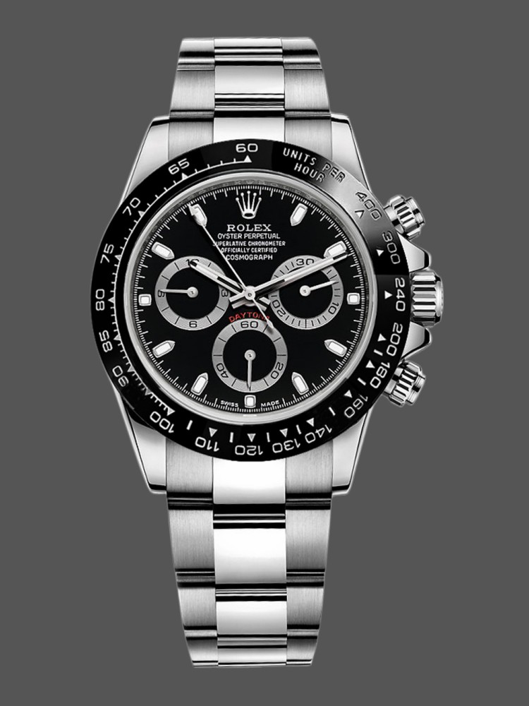 Black Dial Ceramic Bezel Racing Chronograph 40mm Mens