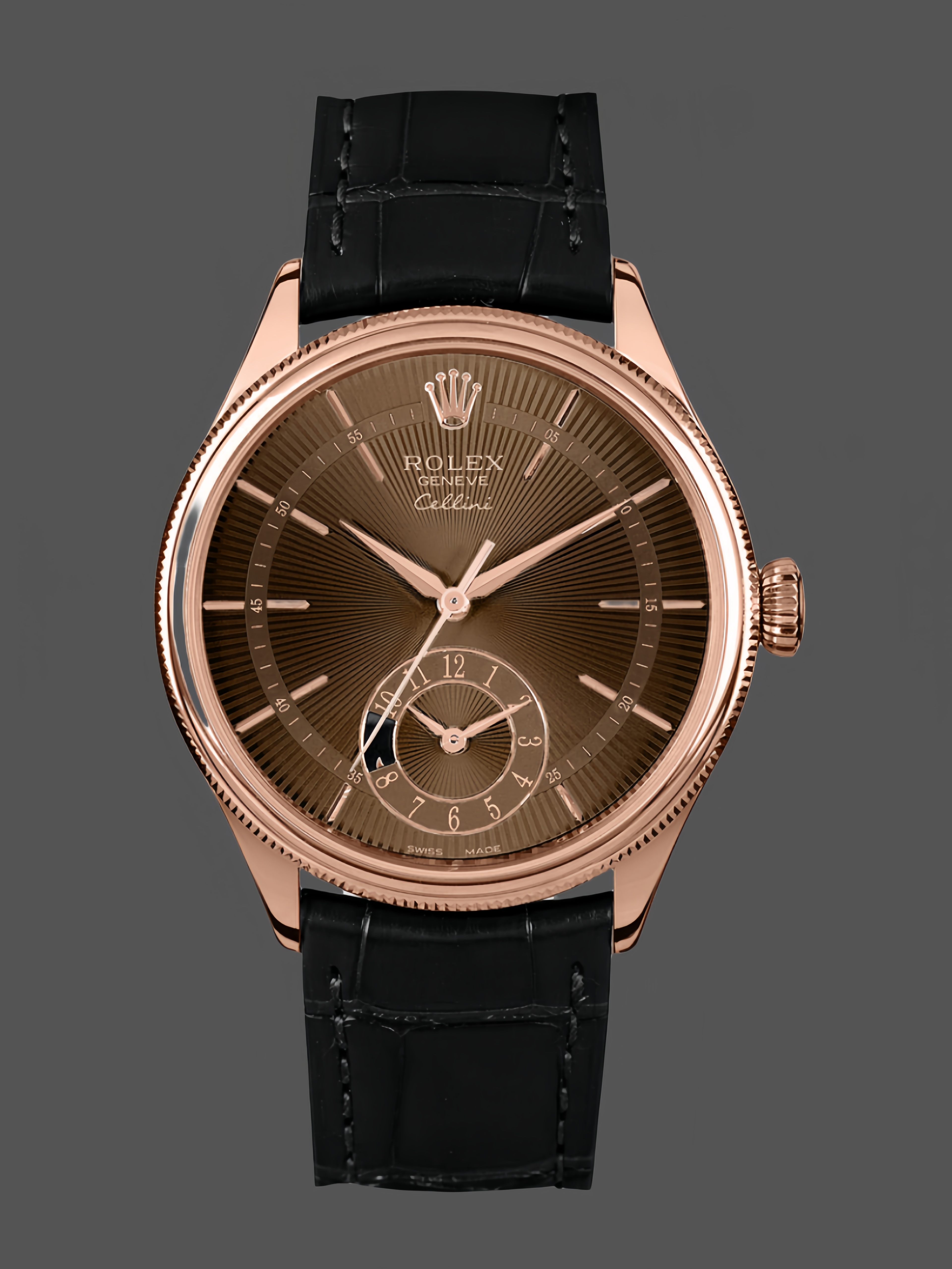 Brown Guilloche Dial Black Leather Strap