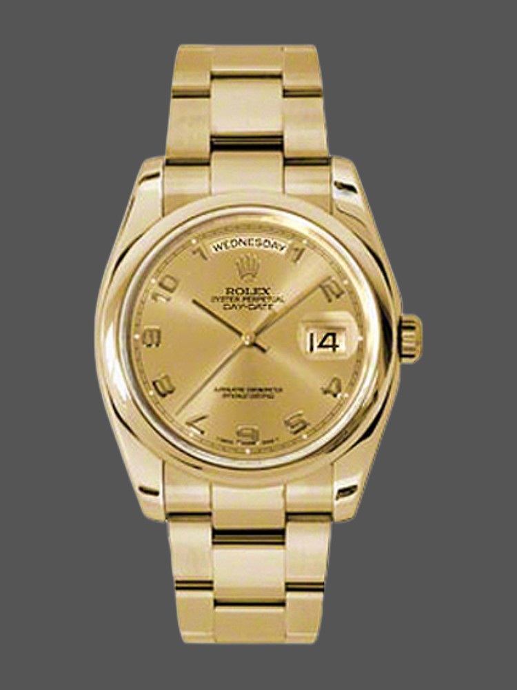 Champagne Dial Arabic Numeral Hour Markers Date
