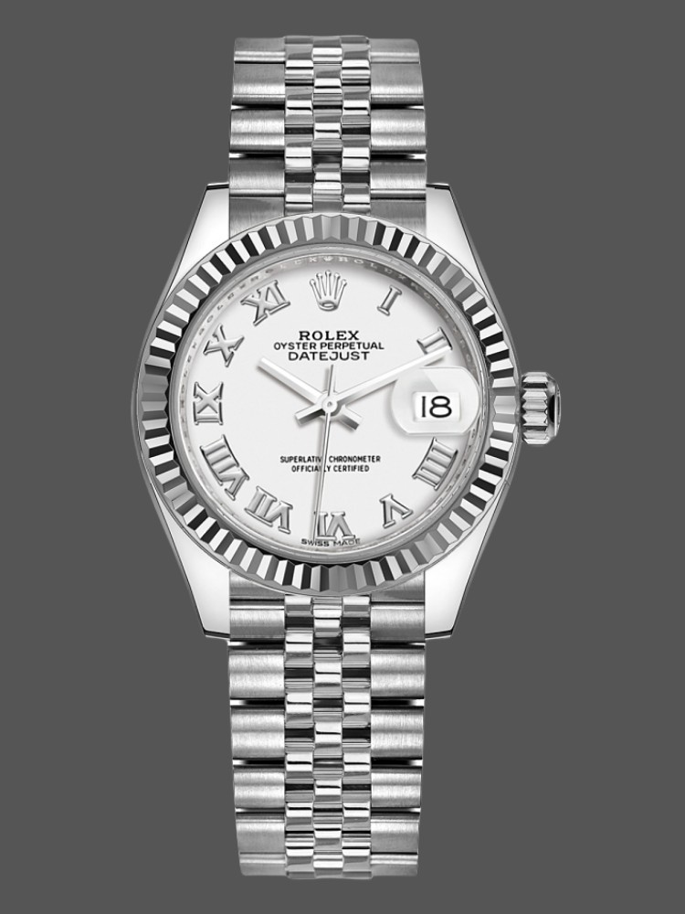 White Roman Numeral Dial Stainless Steel 28mm Lady