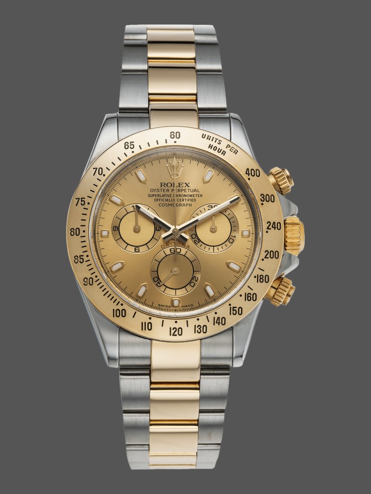 Black Dial Two Tone Chronograph 40mm Mens