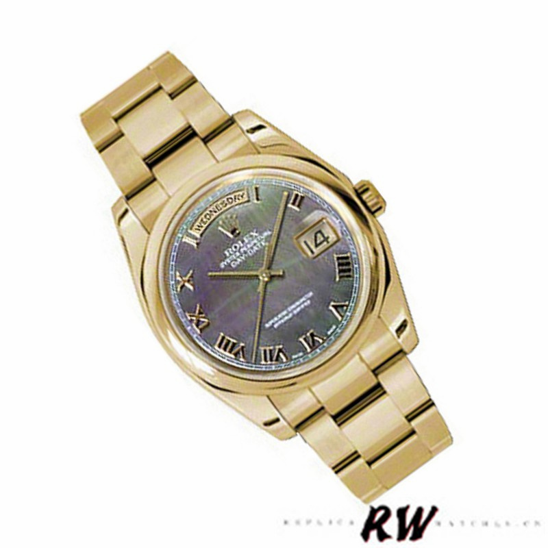 Dark Mother of Pearl Diamond Dial Yellow Gold Date 36mm Unisex